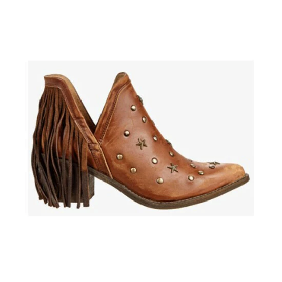 Best deal π Circle G π© Women's Caramel Fringe Fashion Booties - Pointed Toe Tan π - Image 2