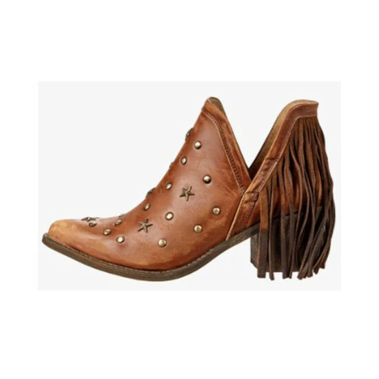 Best deal π Circle G π© Women's Caramel Fringe Fashion Booties - Pointed Toe Tan π - Image 3