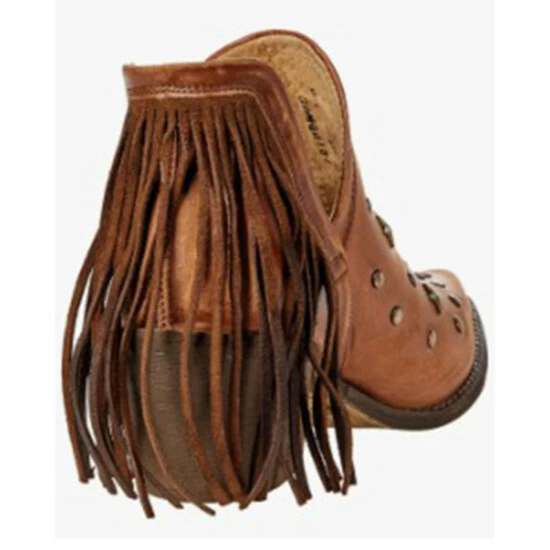 Best deal π Circle G π© Women's Caramel Fringe Fashion Booties - Pointed Toe Tan π - Image 5