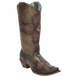 New 🧨 Corral 👩 Women's Sand Rose Laser-Cut Cowgirl 🥾 Boots - Snip Toe 😉