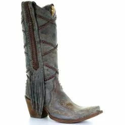 Wholesale ⭐ Corral 👩 Women's Braided Fringe Cowgirl 🥾 Boots - Snip Toe Blue ✨