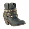 New ⌛ Corral 👩 Women's Studded Strap Booties - Round Toe Black ✔️