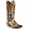 Buy ⭐ Corral 👩 Women's Mint Maple Flowers Overlay & Studs Western 🥾 Boots - Snip Toe Brown 🌟