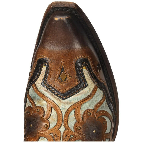 Buy โญ Corral ๐ฉ Women's Mint Maple Flowers Overlay & Studs Western ๐ฅพ Boots - Snip Toe Brown ๐ - Image 6