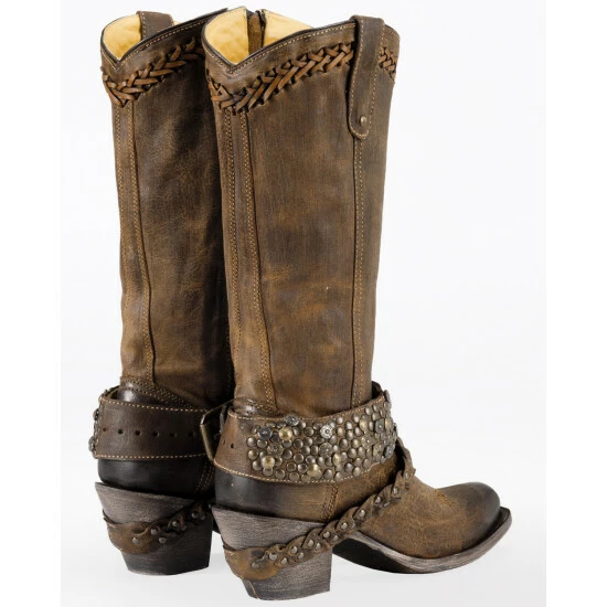 Buy 🎉 Corral 👩 Women's Woven Stud & Harness 🥾 Boots - Square Toe Brown ✔️ - Image 2