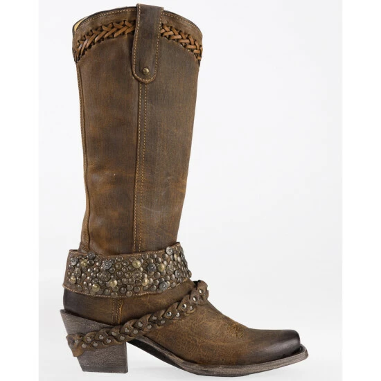 Buy 🎉 Corral 👩 Women's Woven Stud & Harness 🥾 Boots - Square Toe Brown ✔️ - Image 3