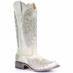 Hot Sale ⌛ Corral 👩 Women's White Cross & Wings Western 🥾 Boots - Square Toe 💯