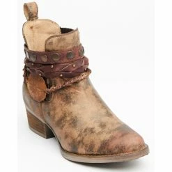 Best Pirce π Circle G π© Women's Harness & Studs Booties - Round Toe Brown π