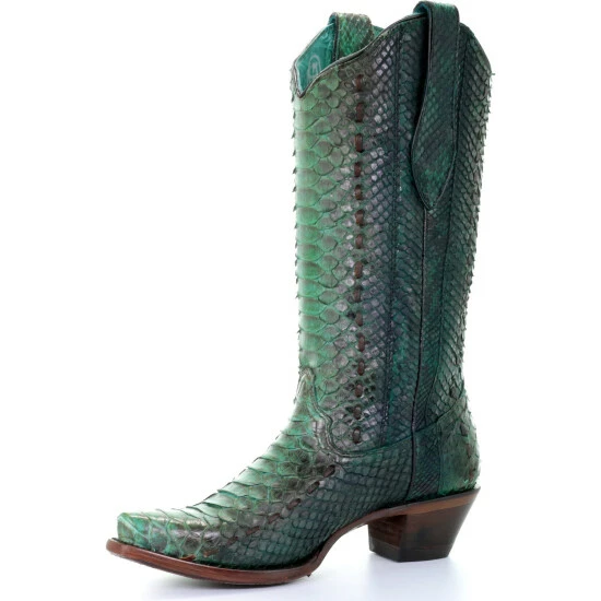Buy 💯 Corral 👩 Women's Turquoise Full Python Woven Western 🥾 Boots - Snip Toe 😍 - Image 2