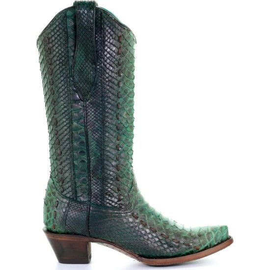 Buy 💯 Corral 👩 Women's Turquoise Full Python Woven Western 🥾 Boots - Snip Toe 😍 - Image 3