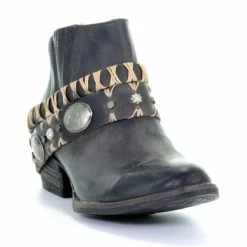 New π Circle G π© Women's Harness Western Booties - Round Toe Black β