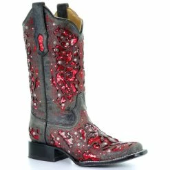 Hot Sale ✨ Corral 👩 Women's Sequin Inlay Western 🥾 Boots - Square Toe Black 😍