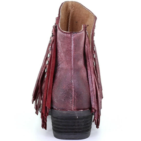 Budget 💯 Circle G 👩 Women's Wine Studded Fringe Booties - Round Toe 🛒 - Image 4