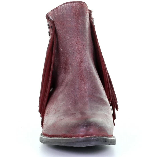 Budget 💯 Circle G 👩 Women's Wine Studded Fringe Booties - Round Toe 🛒 - Image 5