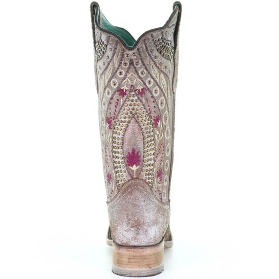 New 👍 Corral 👩 Women's Taupe Flowered Embroidery Western 🥾 Boots - Square Toe 🎉 - Image 4