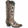 Best Pirce ❤️ Corral 👩 Women's Grey Overlay Western 🥾 Boots - Snip Toe Brown ⌛