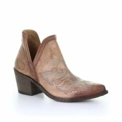Buy 👍 Circle G 👩 Women's Cognac Embroidery Fashion Booties - Round Toe Brown 👏