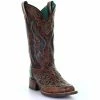 Promo ✔️ Corral 👩 Women's Rodeo Laser Western 🥾 Boots - Square Toe Brown 🔔