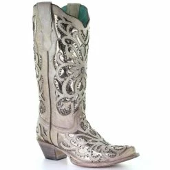 Buy ๐งจ Corral ๐ฉ Women's Metallic Inlay Western ๐ฅพ Boots - Snip Toe White ๐
