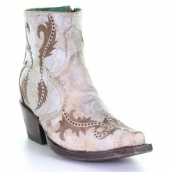 Outlet 🥰 Corral 👩 Women's Lazer Ankle Fashion Booties - Snip Toe White 🤩