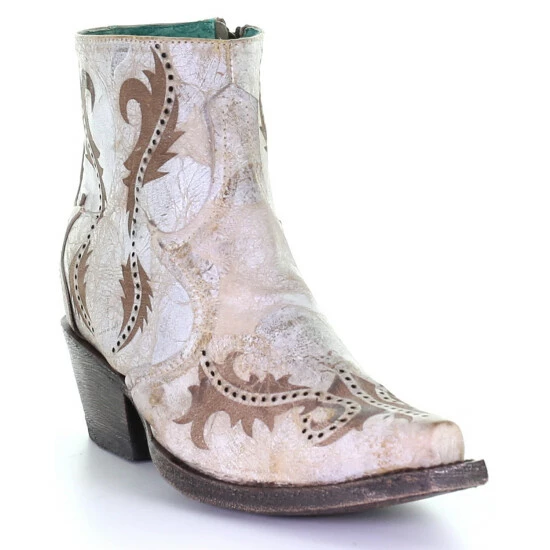 Outlet 🥰 Corral 👩 Women's Lazer Ankle Fashion Booties - Snip Toe White 🤩