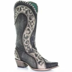 Coupon 🔔 Corral 👩 Women's Black Overlay Western 🥾 Boots - Snip Toe ✔️