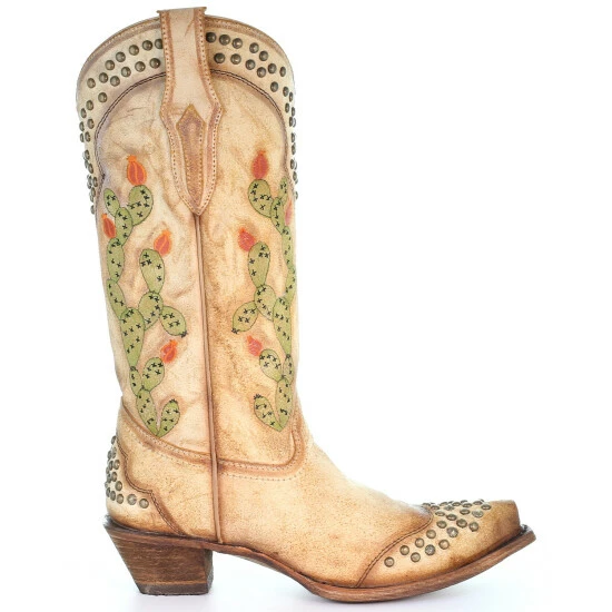 Cheap ๐ Corral ๐ฉ Women's Saddle Cactus Embroidery Western ๐ฅพ Boots - Snip Toe Tan โ๏ธ - Image 2