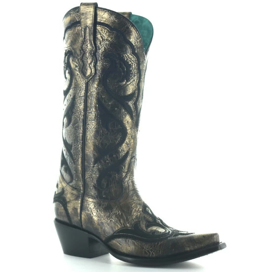 Coupon โจ Corral ๐ฉ Women's Gold Embroidery & Studs Western ๐ฅพ Boots - Snip Toe ๐ฏ