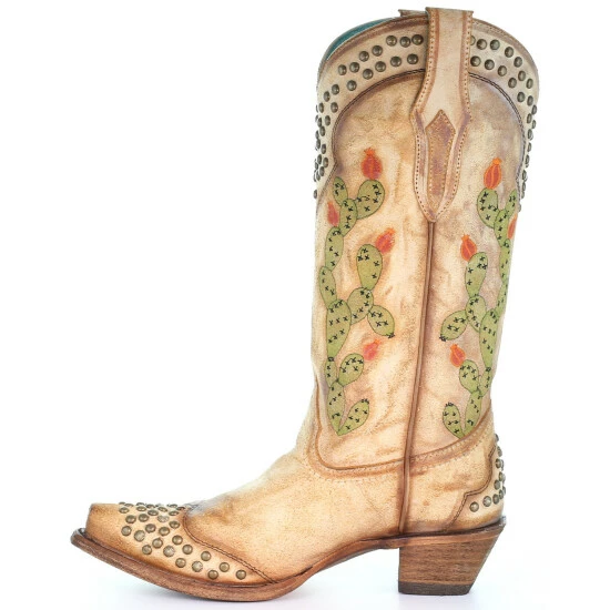 Cheap ๐ Corral ๐ฉ Women's Saddle Cactus Embroidery Western ๐ฅพ Boots - Snip Toe Tan โ๏ธ - Image 3