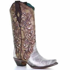 Hot Sale ⭐ Corral 👩 Women's Triad Exotic Snake Skin Western 🥾 Boots - Snip Toe Natural 💯