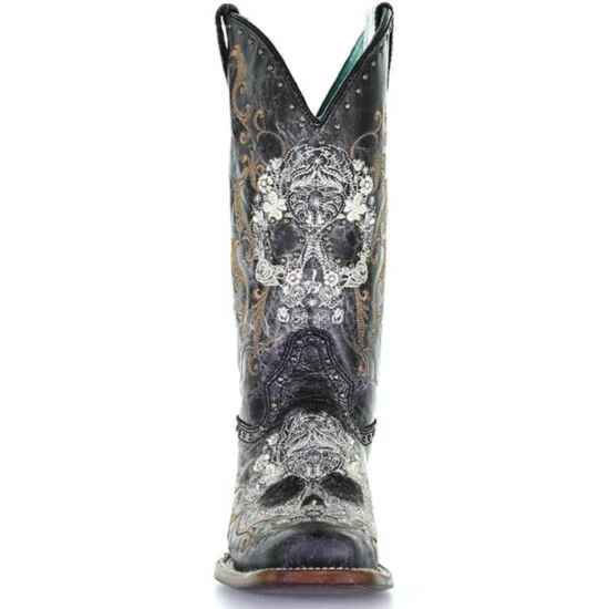 Wholesale ✨ Corral 👩 Women's Skull Western 🥾 Boots - Square Toe Black/white 🤩 - Image 3