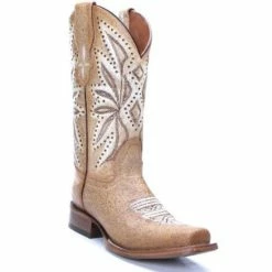Brand new 😉 Circle G 👩 Women's Straw Laser & Embroidery Western 🥾 Boots - Square Toe Cream 🎁