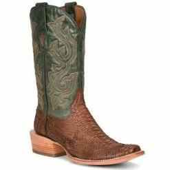 Discount 👍 Corral Men's Exotic Python Embroidered Performance Western 🥾 Boots - Square Toe Green/brown 😀