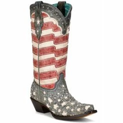 Cheapest 🎉 Corral 👩 Women's Blue 👖 Jeans Stars & Stripes Western 🥾 Boots - Snip Toe 🤩