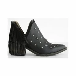 Buy ⭐ Circle G 👩 Women's Black Studs & Fringe Fashion Booties - Pointed Toe 😉