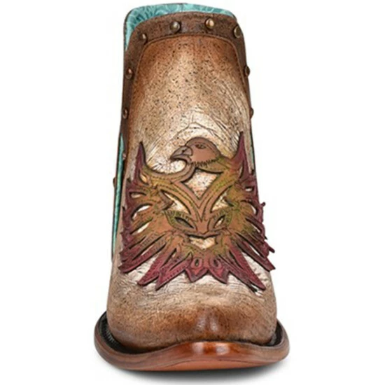 Best deal โค๏ธ Corral ๐ฉ Women's Tan Overlay & Studs Fashion Booties - Round Toe โ๏ธ - Image 3