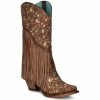 Wholesale 👏 Corral 👩 Women's Honey Lamb Overlay Embroidered & Fringe Western Tall Boot - Snip Toe 🌟