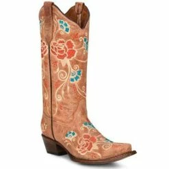 Flash Sale 👏 Corral 👩 Women's Embroidered Floral Western 🥾 Boots - Snip Toe Cognac 🧨