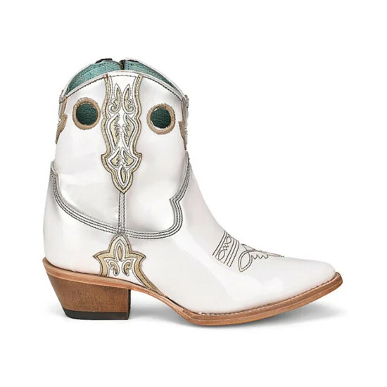 Cheapest 💯 Corral 👩 Women's Patent Leather Inlay & Embroidery Western Booties - Pointed Toe White 😉 - Image 2
