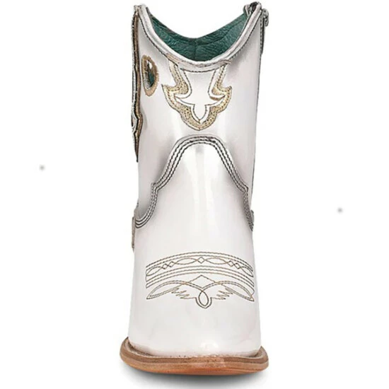Cheapest 💯 Corral 👩 Women's Patent Leather Inlay & Embroidery Western Booties - Pointed Toe White 😉 - Image 3