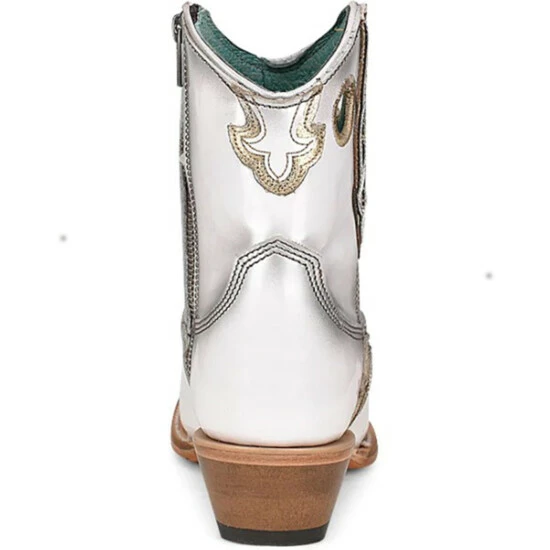 Cheapest 💯 Corral 👩 Women's Patent Leather Inlay & Embroidery Western Booties - Pointed Toe White 😉 - Image 4