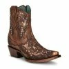 Deals 🔔 Corral 👩 Women's LD Western Booties - Snip Toe Bronze 🌟