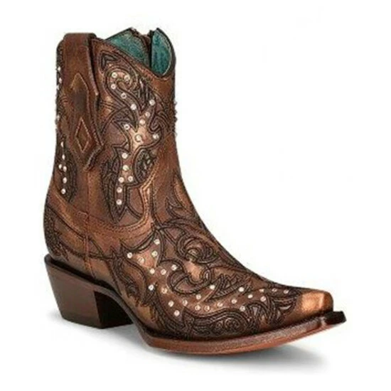 Deals ๐ Corral ๐ฉ Women's LD Western Booties - Snip Toe Bronze ๐