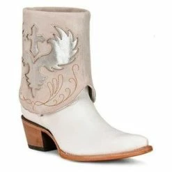 Coupon 🤩 Corral 👩 Women's Lamb Wing & Cross Convertible Western Booties - Pointed Toe White 🥰