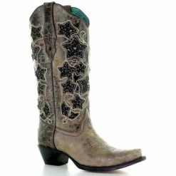 Hot Sale 😉 Corral 👩 Women's Glitter Star Western 🥾 Boots - Snip Toe Brown 🛒