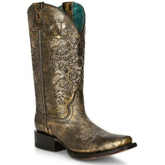 Deals โ๏ธ Corral ๐ฉ Women's Metallic Western ๐ฅพ Boots - Snip Toe Beige/khaki โค๏ธ