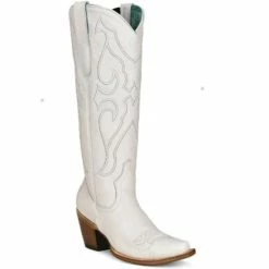 Discount 🎉 Corral 👩 Women's Matching Stitch Pattern & Inlay Western 🥾 Boots - Snip Toe White 😍